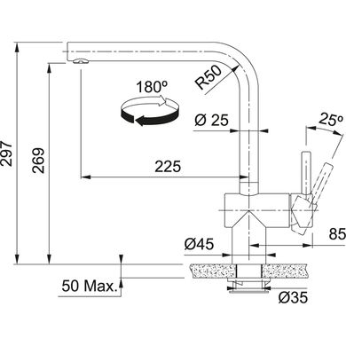 Кухонный сенсорный смеситель поворотным изливом Franke Atlas Neo Sensor, (115.0625.525) Индустриально черный
