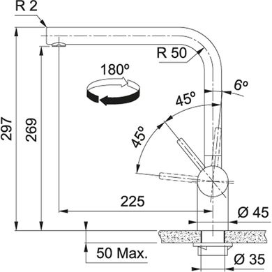 Кухонный смеситель Franke Atlas Neo смеситель с поворотным изливом (115.0628.207) Антрацит